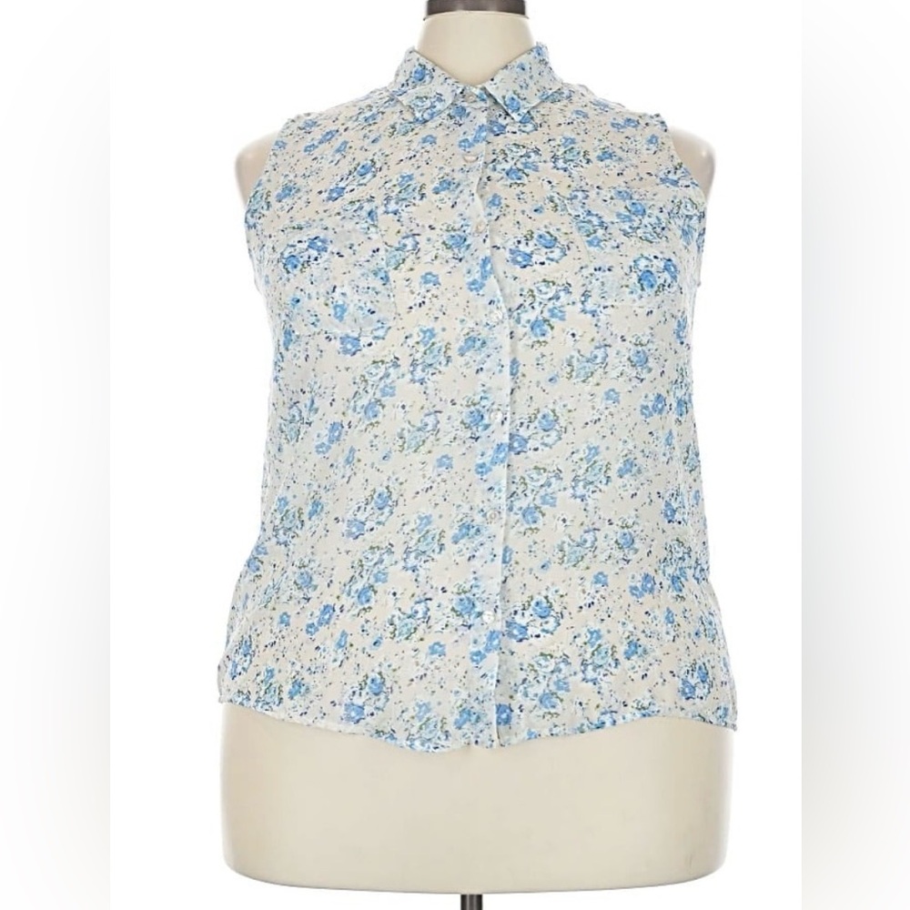 Ambiance Blue and White Floral Blouse
